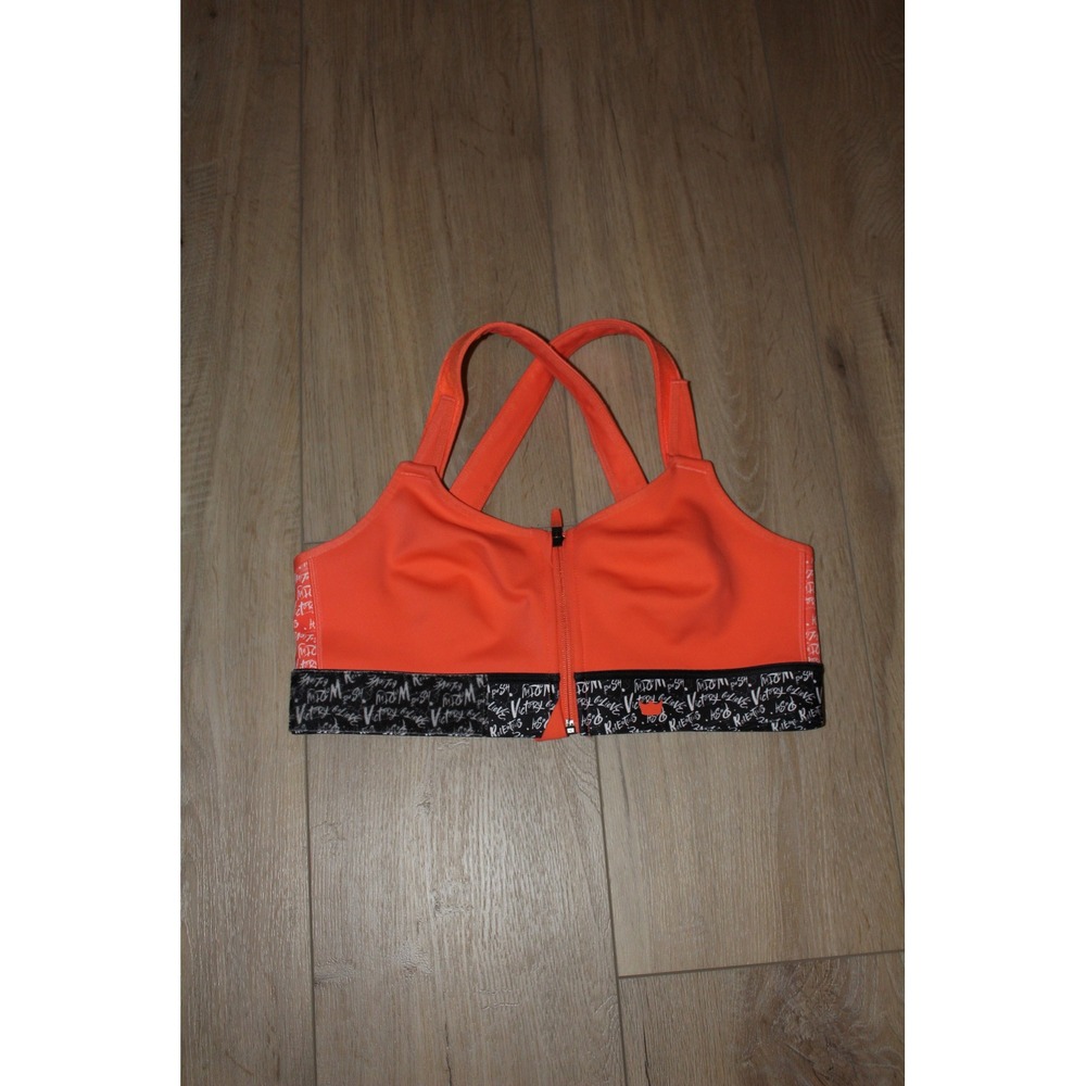 SHEFIT Ultimate High Impact Sports Bra Neon Orange Graffiti Print Size 1Luxe